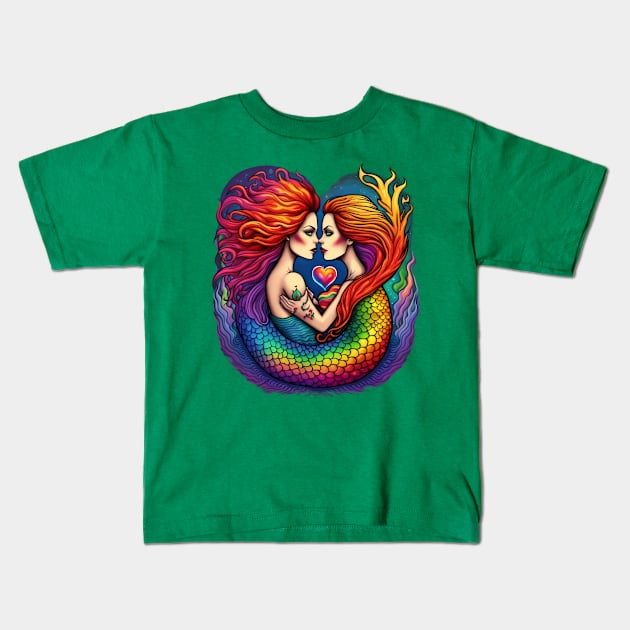 Mermaid Radiance - Midlife Magic with Flaming Tails Kids T-Shirt by trubble